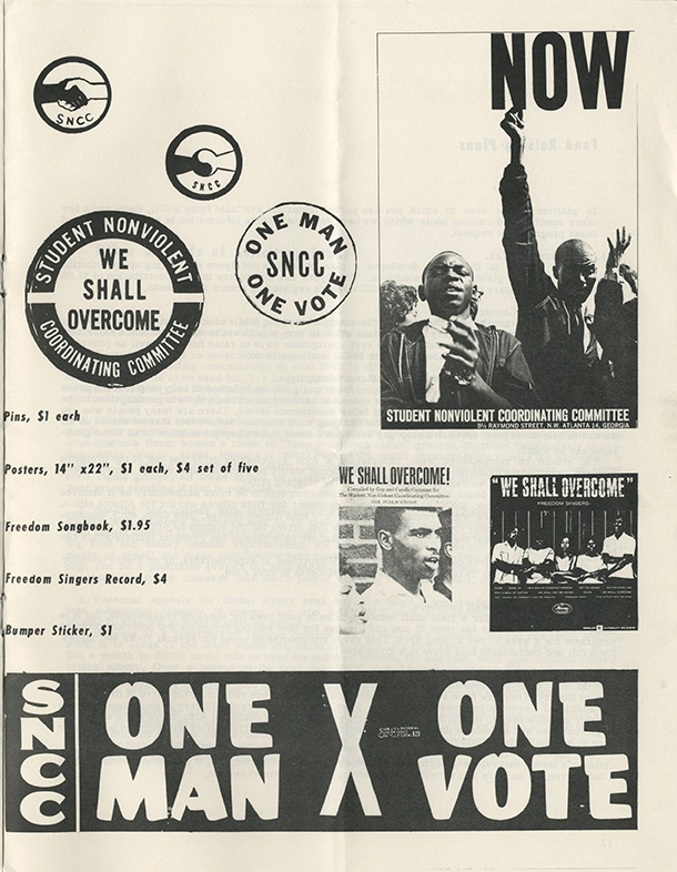 SNCC Fundraising Pamphlet Page. Wisconsin Historical Society