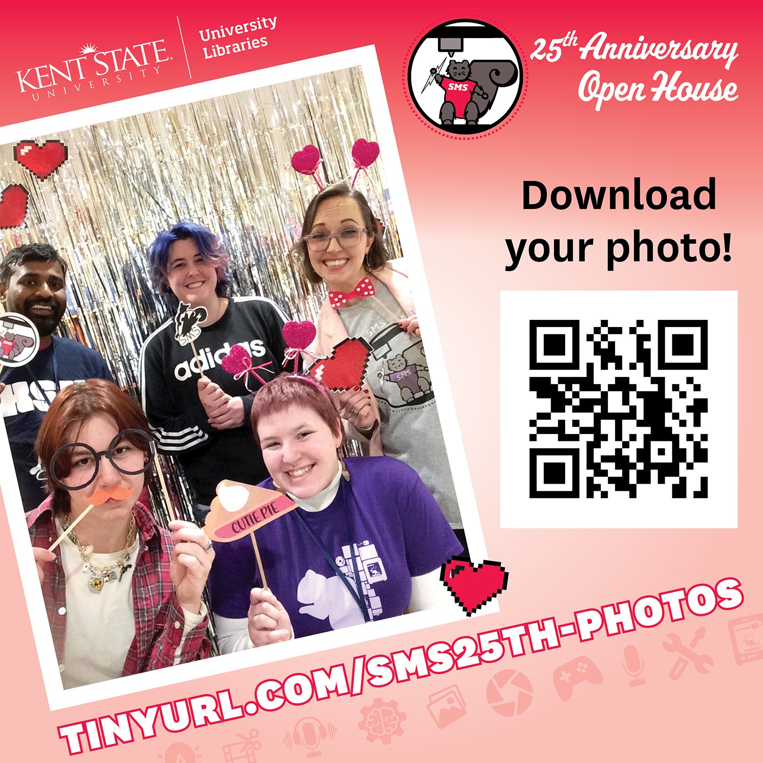 Prompt to download a photo booth picture from the SMS' 25th Anniversary Open House