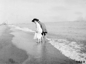 Photograph of Mabel Trory on the beach in Cleveland