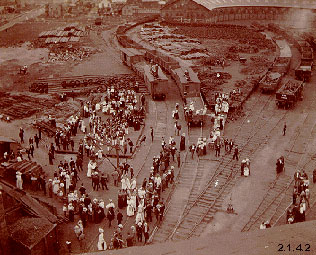 Photograph of Flag Raising on July 4th at the Erie Railroad Station in Kent, Ohio