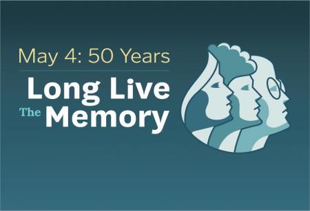 Logo for the Exhibition: May 4: 50 Years. Long Live the Memory