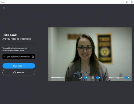 Screenshot of a Skype session startup