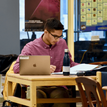 Student doing research