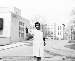 Lafayette Tolliver poses outside on campus